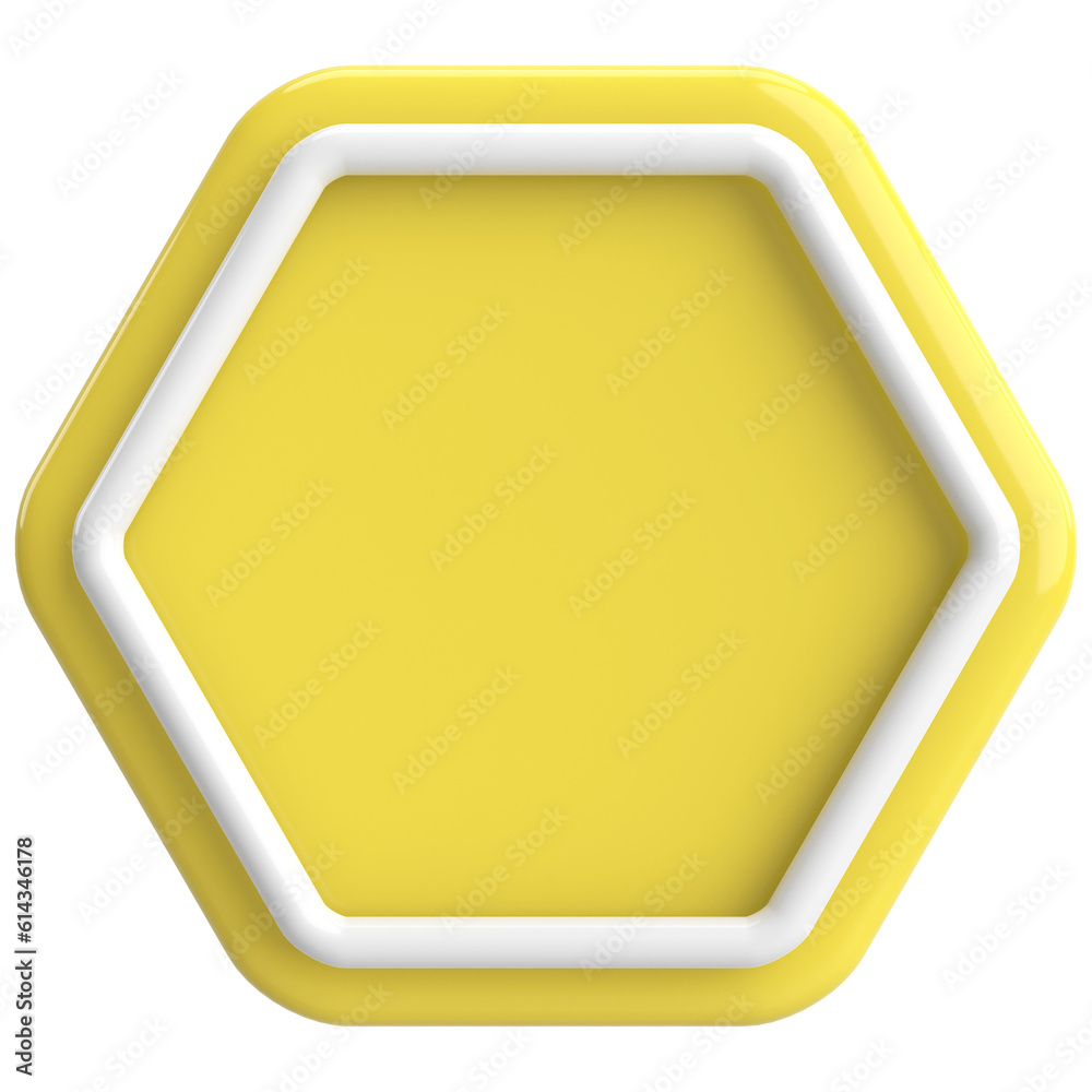 3D hexagon button. Empty button. 3D illustration. 3D hexagon button. Empty button. 3D illustration.