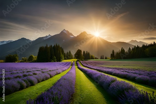 lavender field at sunset