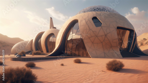 Modern West Asian style architectural appearance in the desert