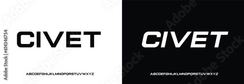 Civet modern urban alphabet font. Digital abstract moslem, futuristic, fashion, sport, minimal technology typography. Simple numeric vector illustration