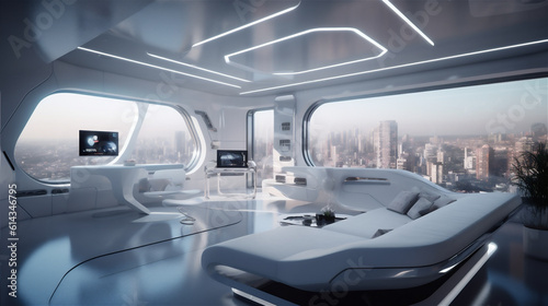 interior of  futuristic architectural interior © lichaoshu