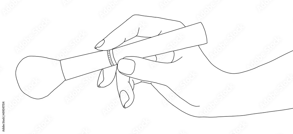Hand holding makeup brush illustration of coloring page