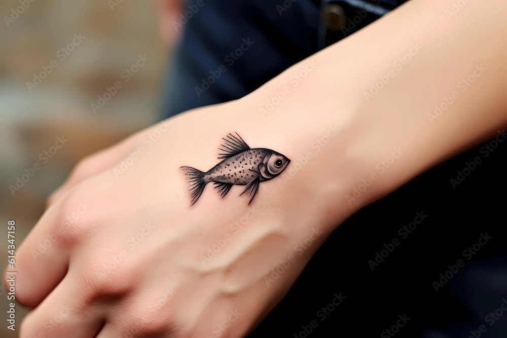 Obraz premium Fish tattoo design for men or women. Generative AI.