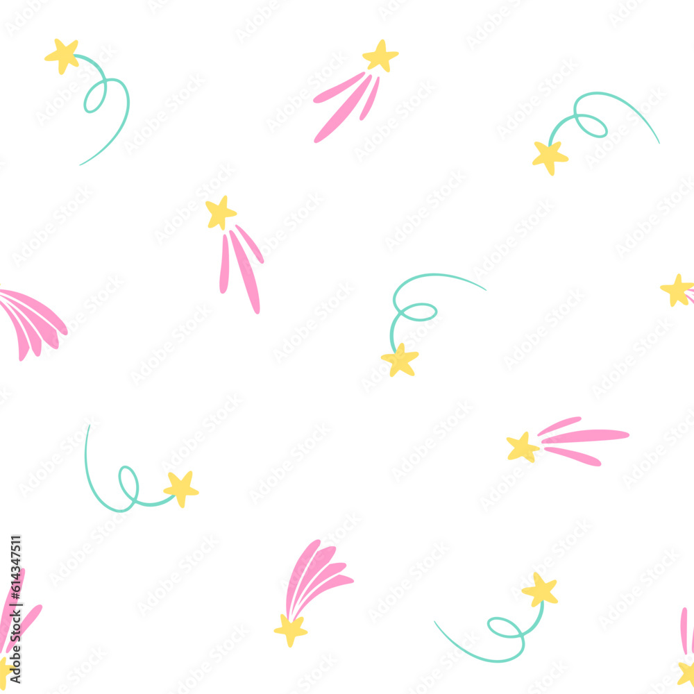 Multicolor seamless pattern with shooting stars