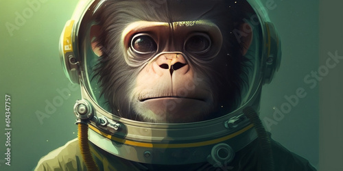A monkey astronaut in a spacesuit. Apes generative AI
