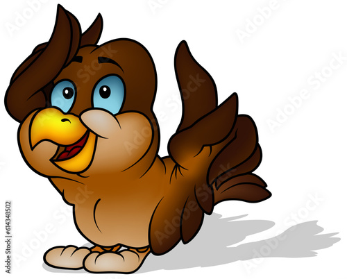 Cute Brown Sparrow with Blu...