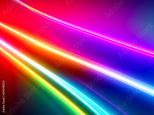 3d render, abstract multicolor spectrum background, bright yellow blue neon rays and colorful glowing lines