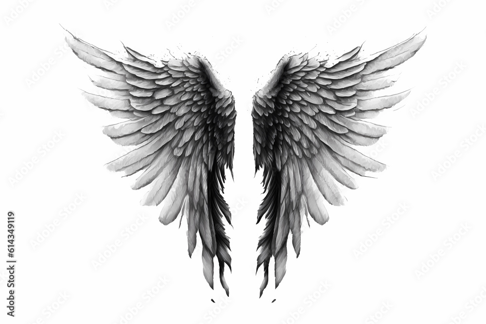 Fototapeta premium Angel tattoo design for men or women. Generative AI.