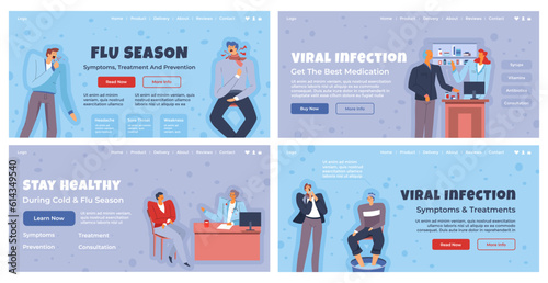 Web banner design set with flu season information