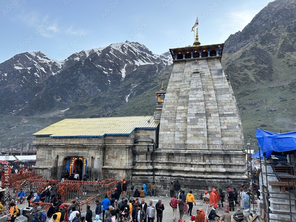 Kedarnath Shiva temple and the mountain view Stock Photo | Adobe Stock