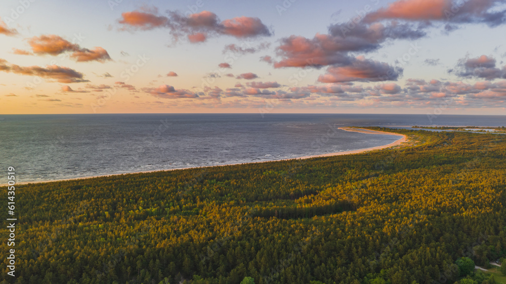 Baltic Sea and Sobieszewo Island at sunset.