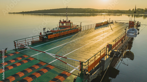 Old ferry crossing over the Vistula river between Świbno and Mikoszew. Poland. photo