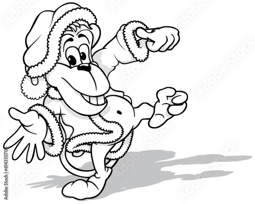 Drawing of Monkey in a Santa Claus Costume