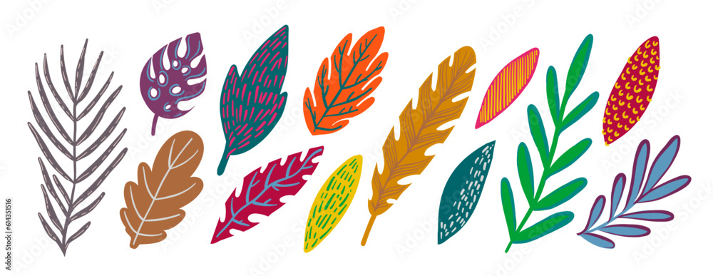 Leaves of trees and plants, spring and autumn Leaves of trees and plants, spring and autumn