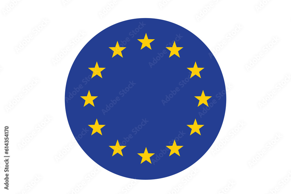 Flag of the European Union EU symbol round icon, banner vector illustration. Flag of the European Union EU symbol round icon, banner vector illustration.
