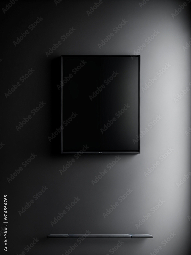Minimal living room interior design with empty frame. Created with AI technology. Minimal living room interior design with empty frame. Created with AI technology.