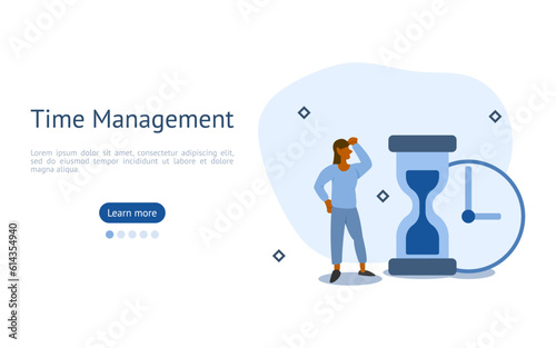 management illustration set. characters checking the available time. time management and multitasking concept. vector illustration.