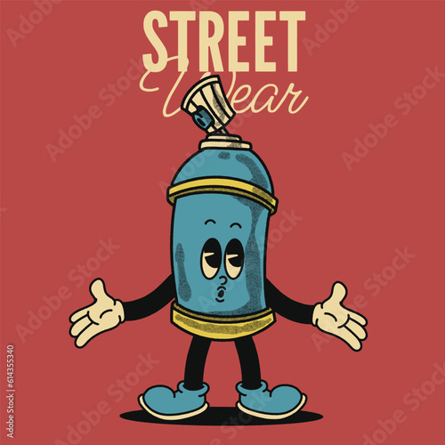 Street Wear With Spray Cans Groovy Character Design