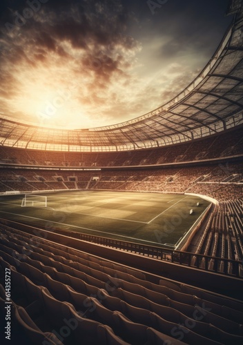 soccer stadium background evening arena with crowd fans 3D illustration