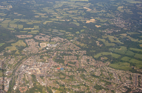 An aerial view of the town of East Grinstead in East Sussex, UK