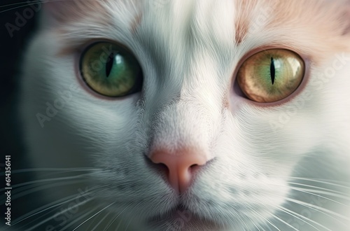 The cat's face is close up and its eyes are clearly visible.