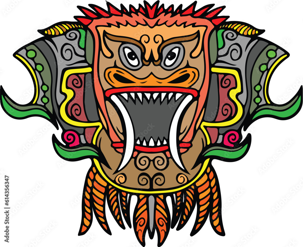 Ethnic traditional culture ritual mask. ethnic spiritual symbol. Vector illustration design for tattoo, t-shirts, textiles
