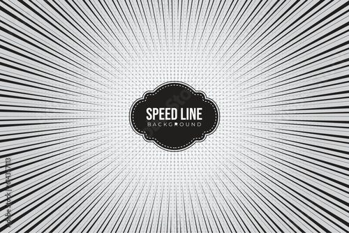 Black and white radial comics style lines transparent background.