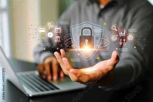 Cyber security or cybercrime attack and threats to the Internet personal information computer network or key lock login to privacy website protection or email access identity concepts. photo