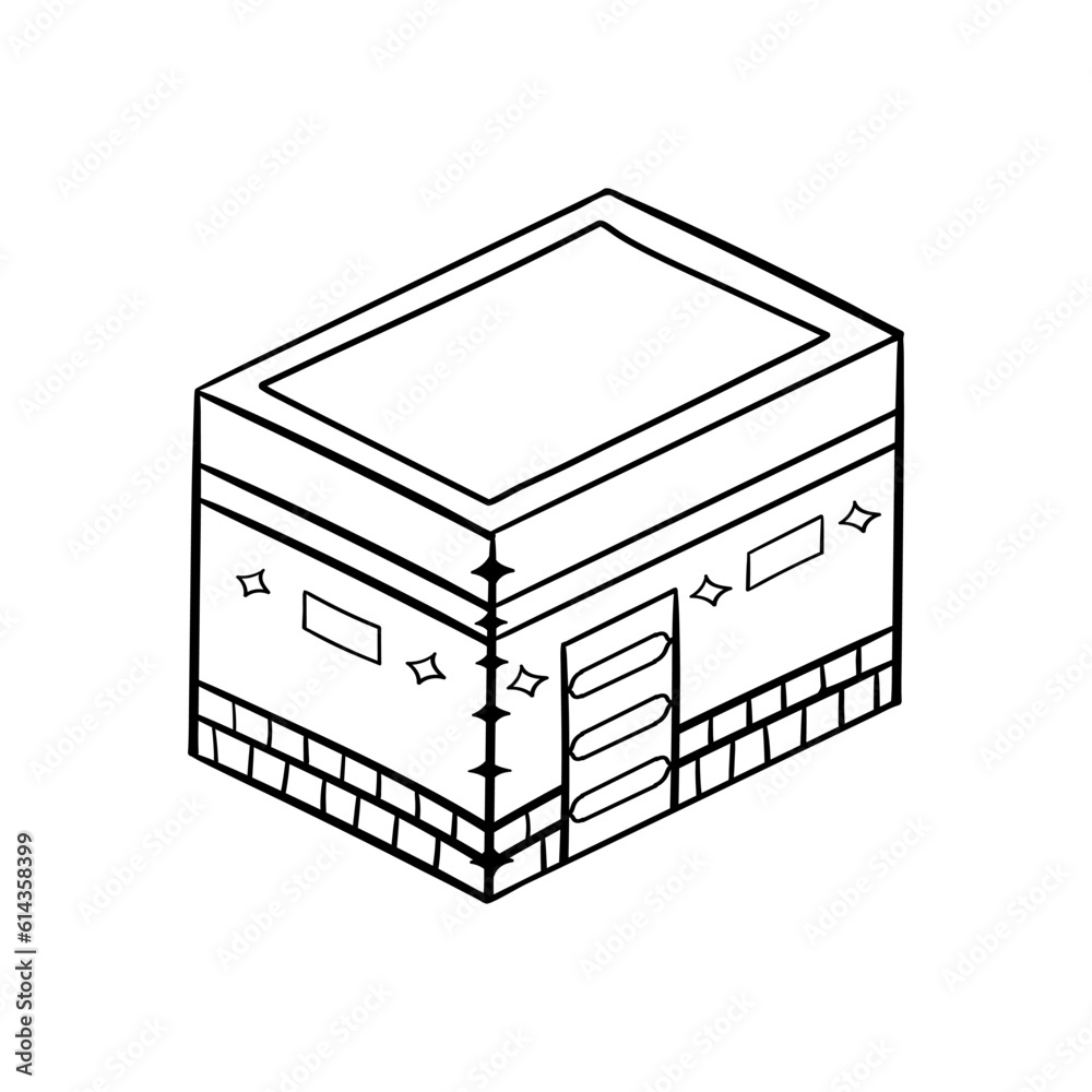Hand drawn Islamic holy day clipart. Doodle symbol of Islam - Kaaba. Isolated on white background. Hand drawn Islamic holy day clipart. Doodle symbol of Islam - Kaaba. Isolated on white background.