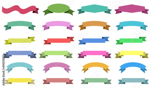 Colorful ribbon text frame flat vector illustration