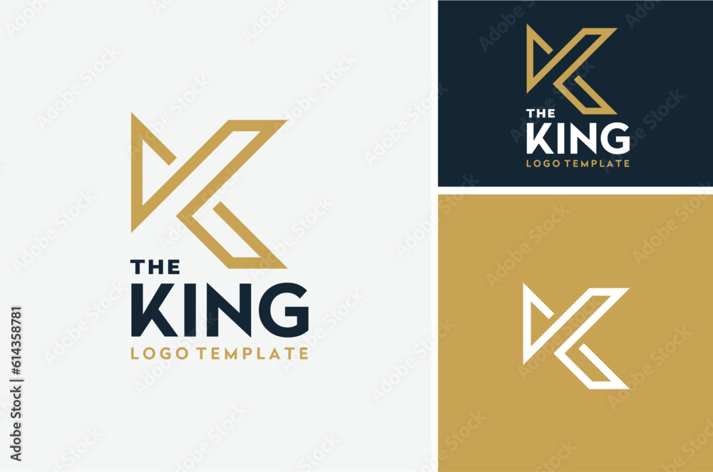 Golden Initial Letter K Classic Premium Vintage Label Brand logo design ...