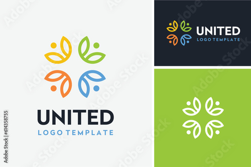 Colorful simple floral pattern. Modern Beauty Flower with rainbow color logo design