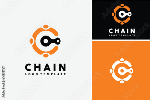 Circular Initial Letter C Central with Chain Ring for Bike Bicycle logo design