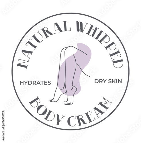 Natural whipped body cream, care for skin label
