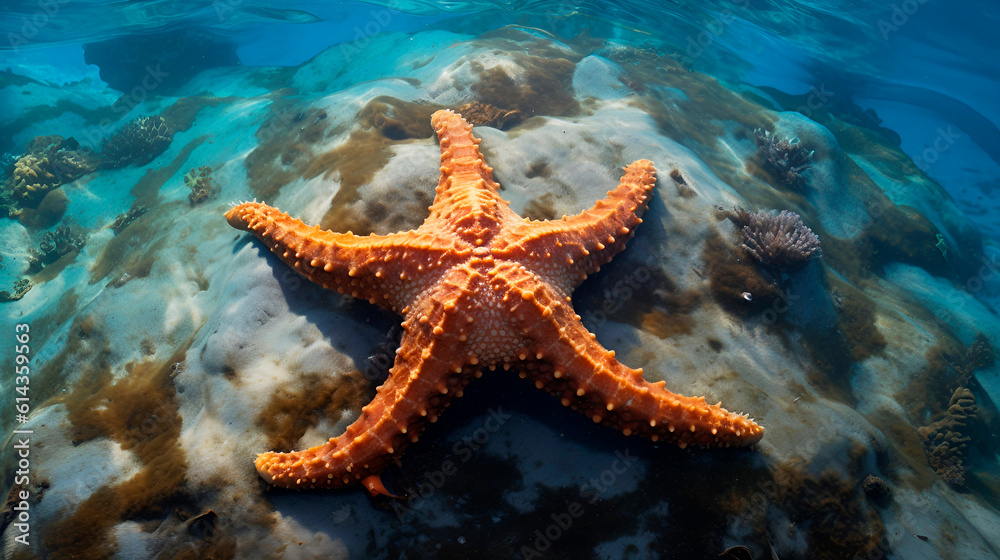 Tropical sea underwater starfish on coral reef. Aquarium oceanarium wildlife colorful marine panorama landscape nature snorkeling diving Tropical sea underwater starfish on coral reef. Aquarium oceanarium wildlife colorful marine panorama landscape nature snorkeling diving