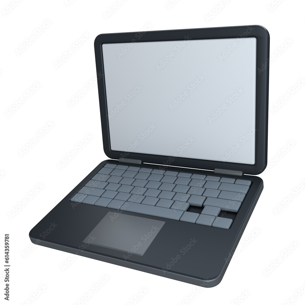 3d icon rendered laptop isolated on the white background 3d icon rendered laptop isolated on the white background