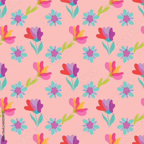 Vector flowers seamless pattern design background