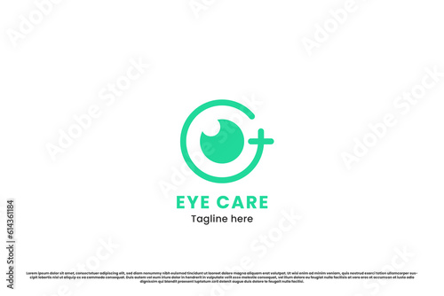 Eye care logo design illustration. Simple modern minimalist flat silhouette eye optic health vision care. Eye beauty health design, suitable for eye beauty doctor health hospital clinic web app icon.