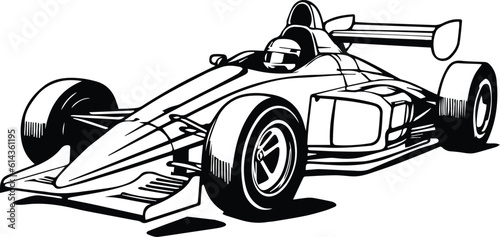 Open Wheel Formula Racing Car Logo Monochrome Design Style