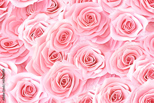 Background of bright pink roses. Pattern. AI generated