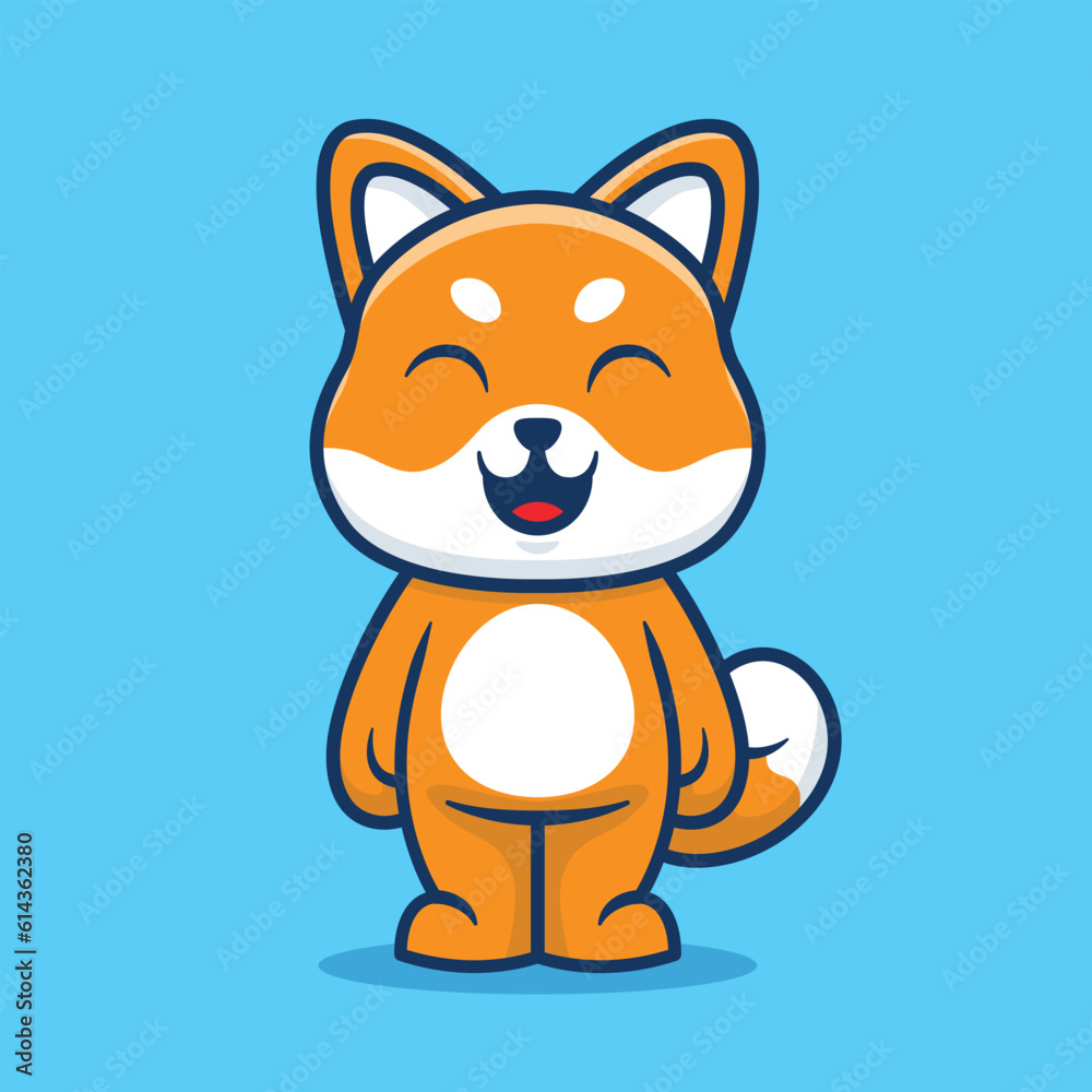 Cute shiba inu dog cartoon vector illustration isolated Cute shiba inu dog cartoon vector illustration isolated