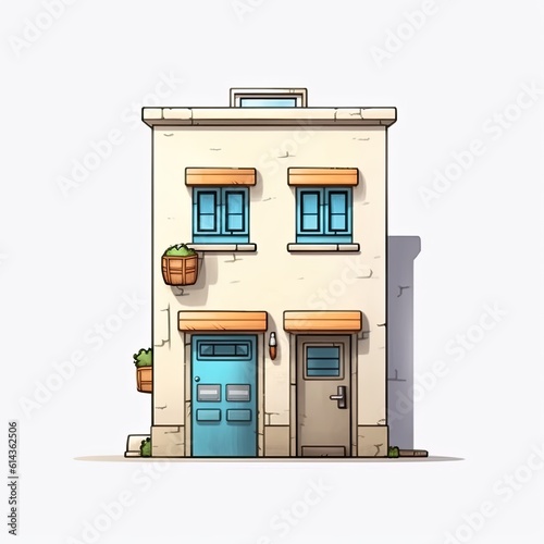 Single house isolated cartoon style. Generative AI