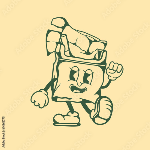 Vintage character design of broken cigarette pack