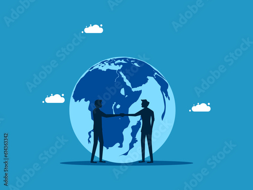 Businessmen shake hands and negotiate for global business vector