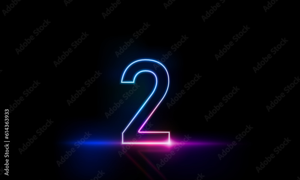 Abstract sports Light out technology and with number two glowing in the dark, pink blue neon light Hitech communication concept innovation background, vector design Abstract sports Light out technology and with number two glowing in the dark, pink blue neon light Hitech communication concept innovation background, vector design