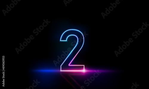 Abstract sports Light out technology and with number two glowing in the dark, pink blue neon light Hitech communication concept innovation background,  vector design