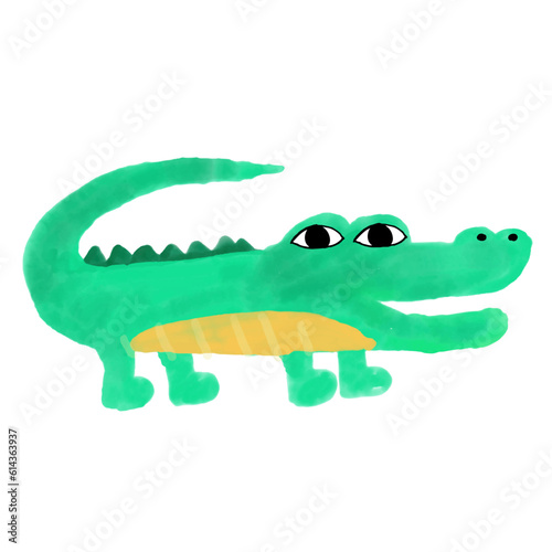Cute crocodile watercolor isolated on white background vector illustration.