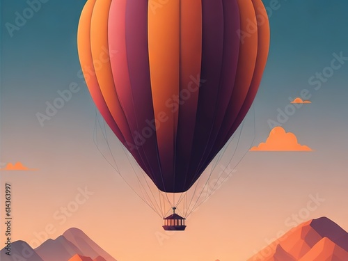 Minimalist mobile wallpaper with a soft gradient sky and a simple illustration of a hot air balloon, symbolizing adventure., high quality, 8k quality