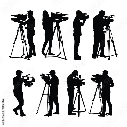 Photographer silhouette collection isolated on white