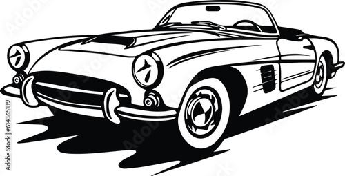 Convertible Car Logo Monochrome Design Style